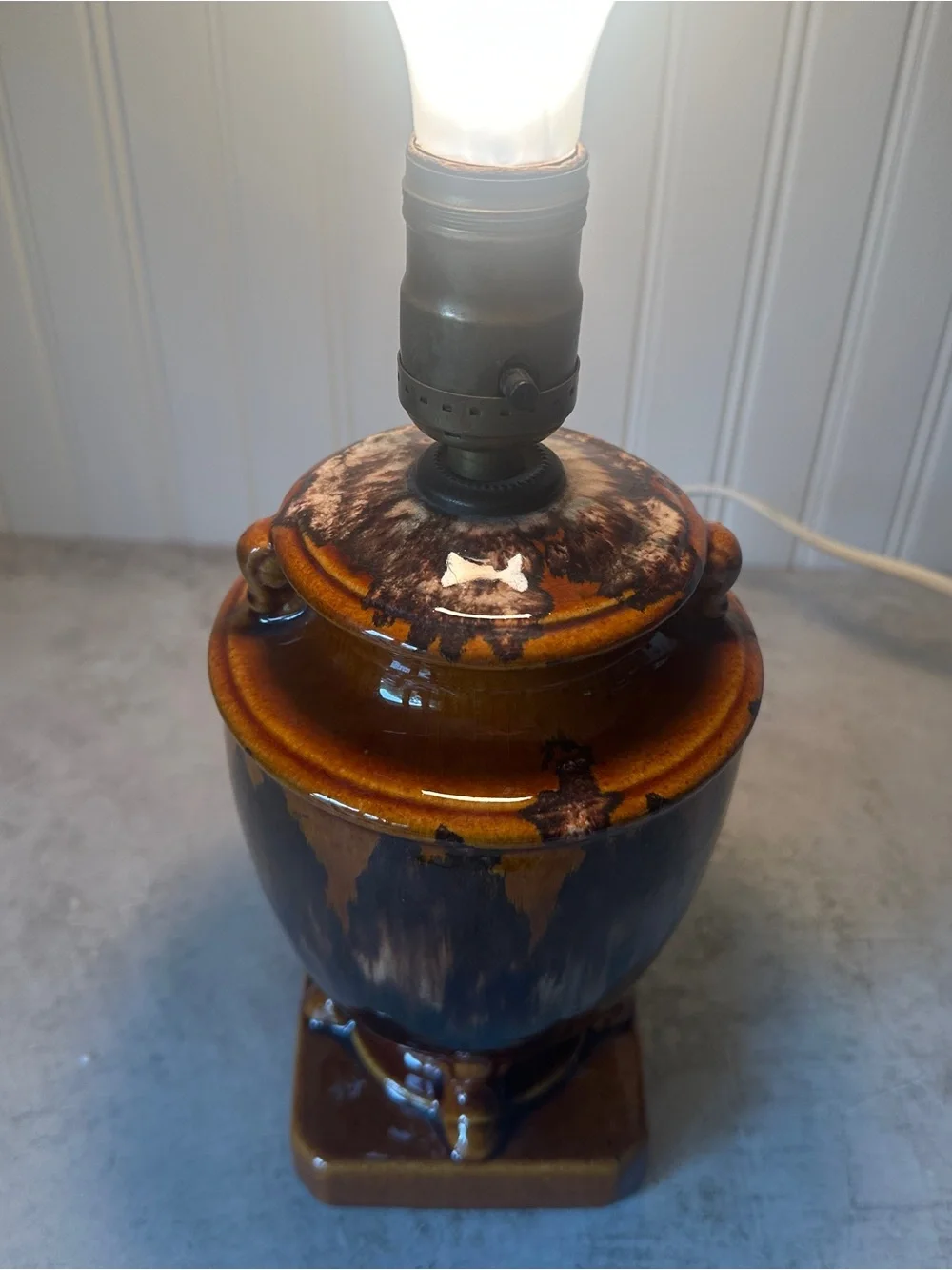 Brush McCoy Pottery Onyx Drip Glaze Urn Table Lamp Brown Arts & Crafts 1920s 30s